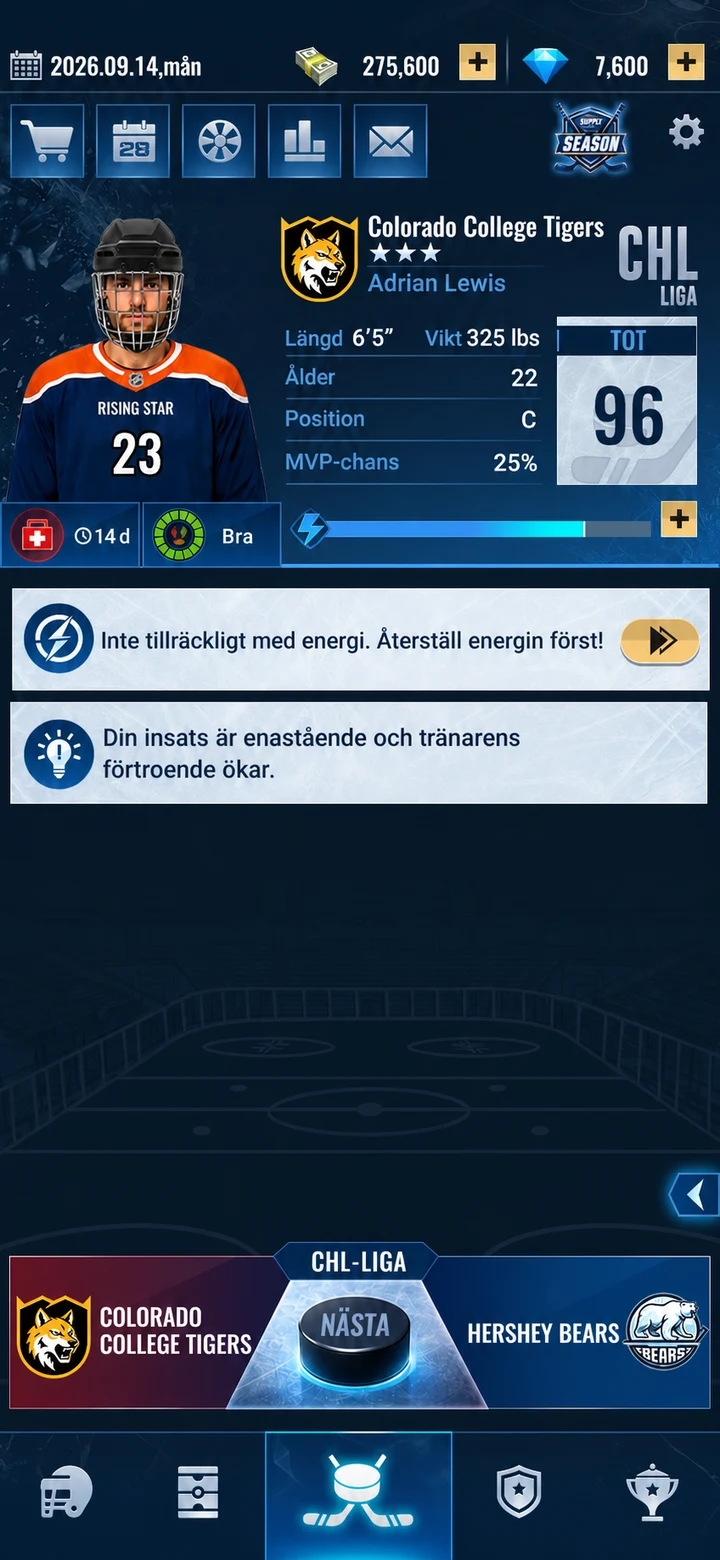 Hockey Star : Rookie to MVP screenshot